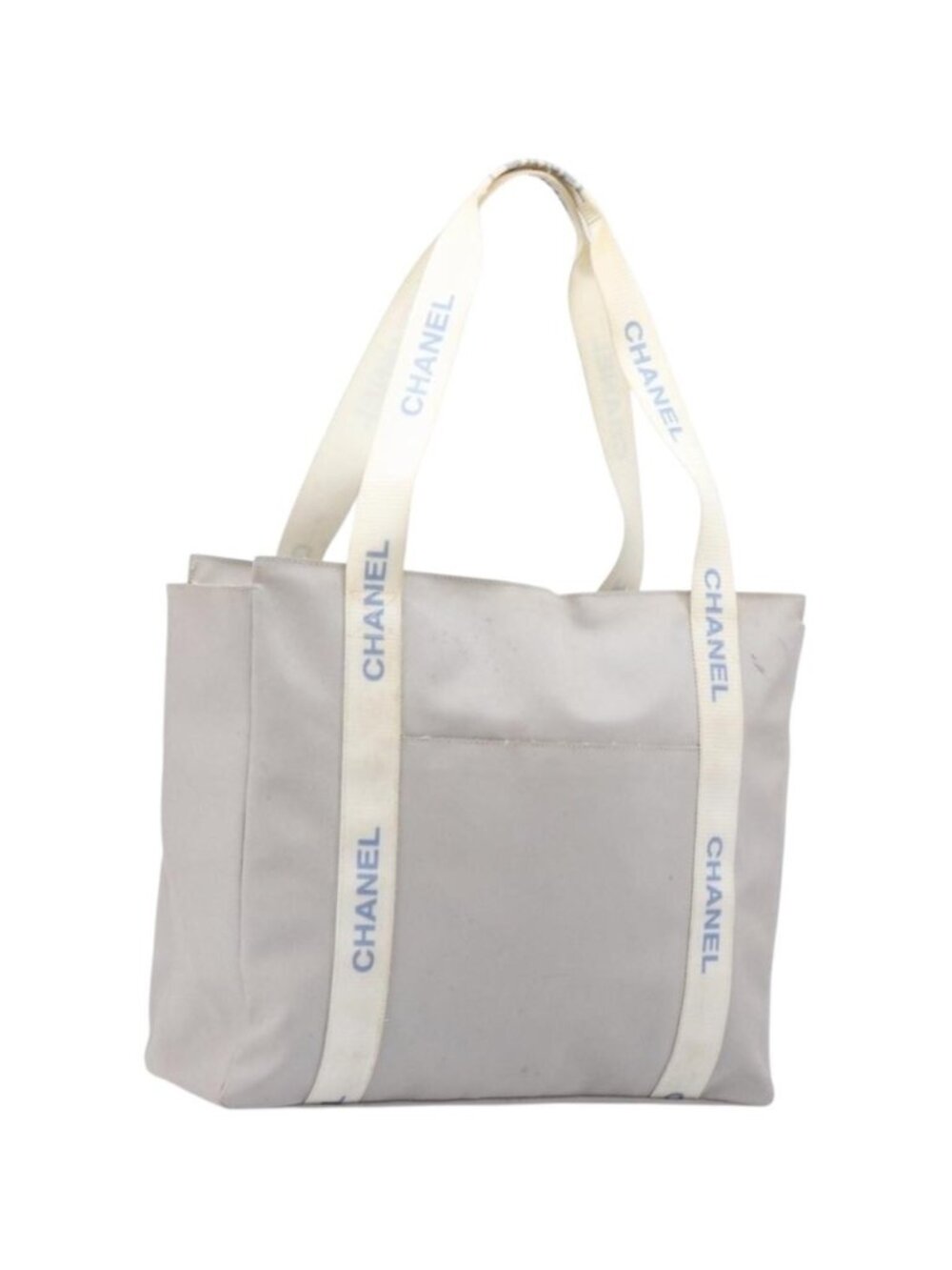 CHANEL Sports Tote Bag Nylon Gray Silver CC